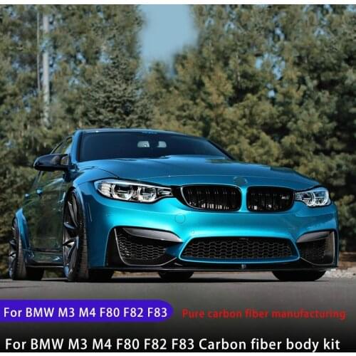 Suitable for BMW M3 M4 carbon fiber tail front lip diffuser side skirt BMW F80 F82 F83 carbon fiber modification bumper