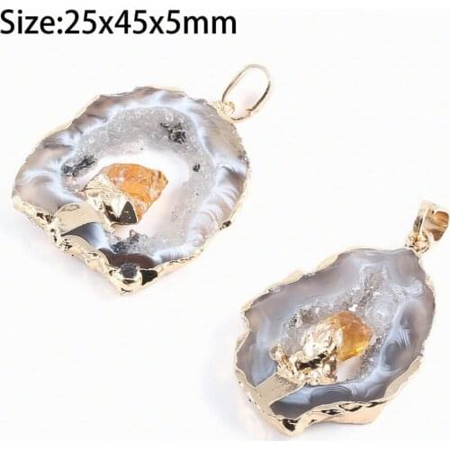 Natural Stone Pendant Agates Citrines Necklace Pendants Charms for Jewelry Making DIY Necklaces Accessories Women Healing gifts