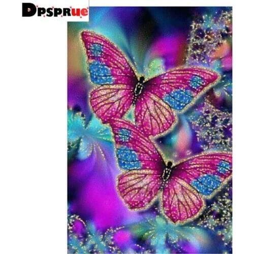 Dpsprue Full Square/Round Diamond Painting Cross Stitch Diamond 3D Embroidery Butterfly DIY 5D Moasic Home Decor Gift D34