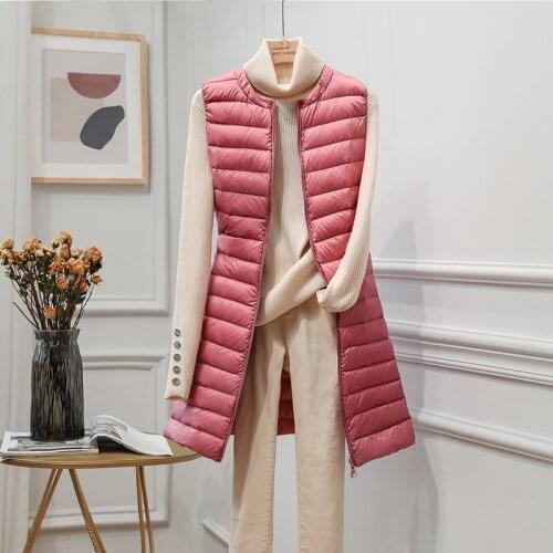 Women Ultra Light White Duck Down Puffer Jacket Autumn Winter Sleeveless Vest Down Coat Female Zipper Plus Size Parkas Outwear
