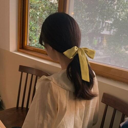 Scrunchies Headband Hair Ties Ponytail Holder Hair Accessorie Chiffon Bowknot Elastic Hair Bands For Women Girls Solid Color
