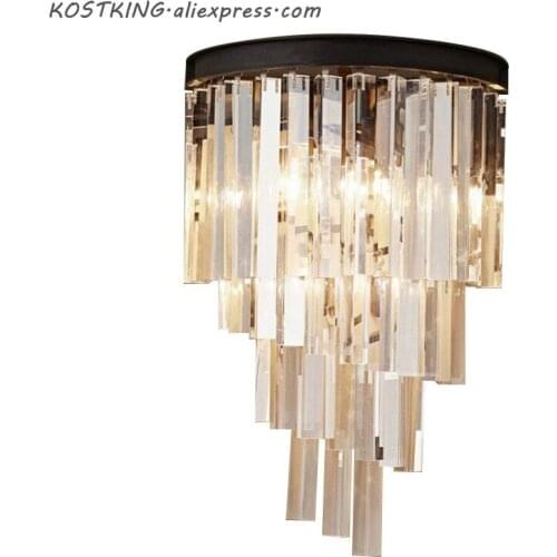 Luxury villa lamp LOFT black wall light RH American glass crystal wall lamp LED silver modern retro wall light vintage wall lamp