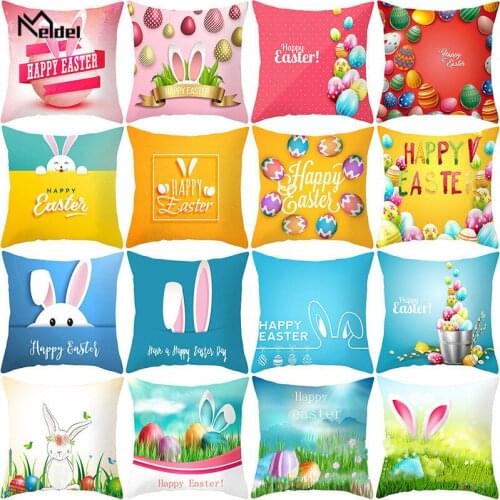Happy Easter Eggs Rabbit Cushion Cover for Decor Pillows Easter Sofa Bed Home Decoration Festival Pillow Case 1PC Cushion Covers