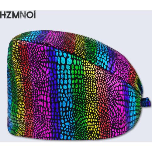 Fine Cotton Cartoon Print Nurse Cap Surgical Cap Pet Hospital Surgeon Cap Dentist Cap Beauty Salon Chef Dust-proof Scrub Cap