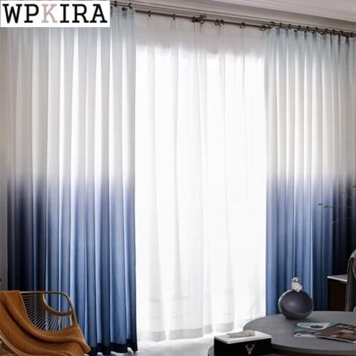Nordic Rainbow Curtains for Girls Room Graident Blue Sheer Drape for Living Room Wedding Balcony Tulle Fabric Window S216#D