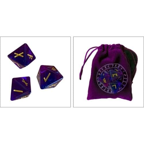 3 Pcs 8-Sided Rune Dice Resin Assorted Polyhedral Dice Set Divination Table Board Roll Party Cards Playing Game Toys