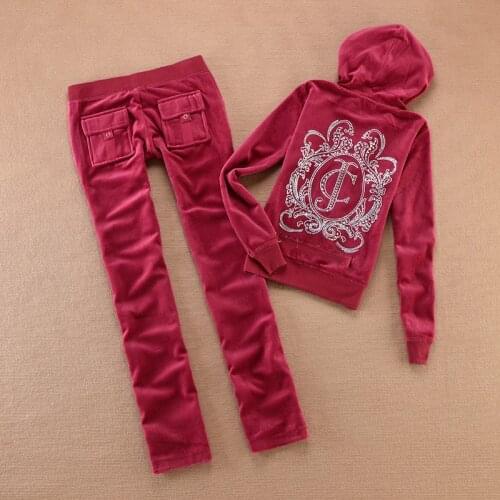 Spring/Fall 2021 Womens Brand Velvet Fabric Tracksuits Velour Suit Women Track Suit Hoodies And Pants Fat Sister Sportswear