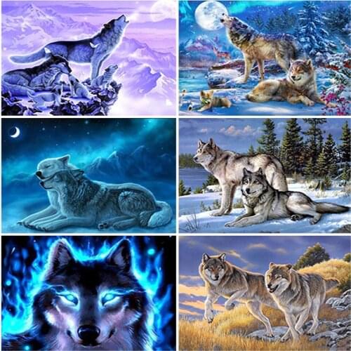 Wolf DIY 5D Diamond Painting Full Square/Round Drill Resin Paintings Animal Diamont Embroidery Cross Stitch Kits Home Decor