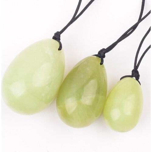 Yoni Eggs Natural Xiuyan Jade Massage Egg Set With Hole Kegel Exercise Pelvic Floor Muscle Vaginal Ball Jade Egg