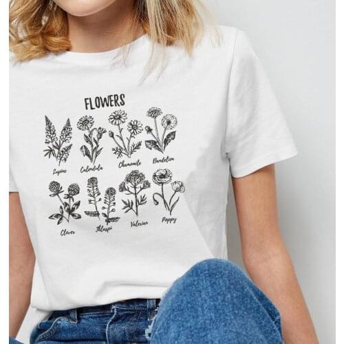 Women Flowers T Shirt Summer Cute Aesthetic Graphic Tee Female Vintage Casual Short Sleeve Tshirt Garden Floral Shirt Ladie Top