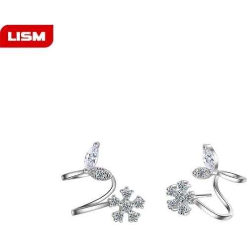 Hot Sale Silver Plated Shiny Cubic Zirconia Crystal Snow Neckband Stud Earrings for Women Party Bijoux Brinco Silver Color