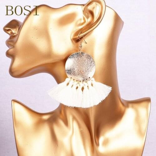 2019 Women Tassel Earrings New bohemian vintage Statement dangle Earring Long Big jewelry Geometric korean Fashion Boho black cc