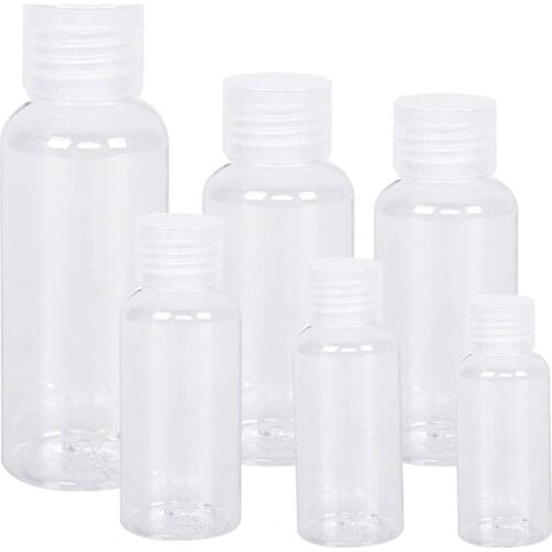 10Pcs 10-100ml Plastic Flip Caps Clear Bottles Travel Liquid Shampoo Makeup Containers Travel Flip Cap For Hand Gels Lotion