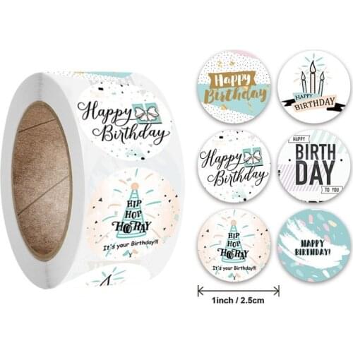 100/500pcs 1inch Happy Birthday Handmad sticker Sealing sticker Lovely DIY Gift Stickers adhesive christmas Sticker Stationery