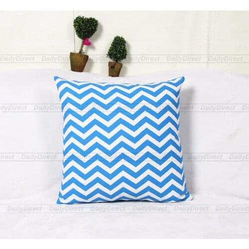 1x Composite Linen Pillow Cover Seat Scatter Cushion Case Blue Zigzag 42x42cm Home Decor Sofa Car Seat Throw Pillow Case