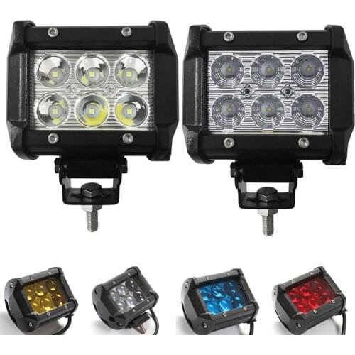 2pcs 4inch 18W Led Work Light 12V 24 Driving Lamp 4D 5D Lens Offroad Led Light Bar 6500 White Yellow Blue Red Car Off Road 4x4WD