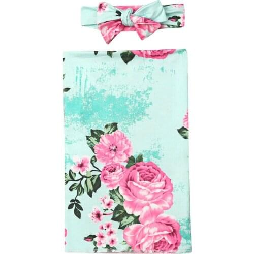 2Pcs Newborn Baby Floral Snuggle Swaddling Wrap Blanket Sleeping Bag Swaddle Receiving Blankets