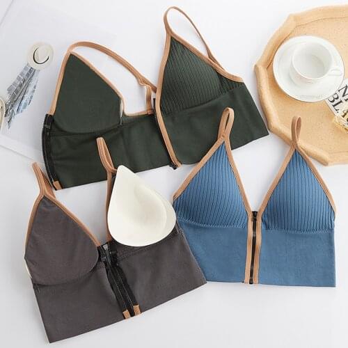 2021 Womens Front Zip Sports Bra Comfy Padded Shapewear Stretch Crop Top Vest Support Women Wirefree Push Up Yoga Bra