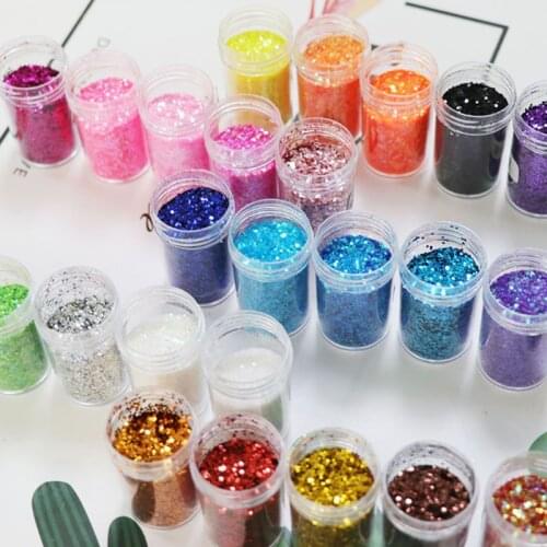 24 Pcs/set Pearlescent Powder Glitter Slime DIY Crafts Making Crystal Resin Glue Nail Art Crystal Mud Epoxy Filler