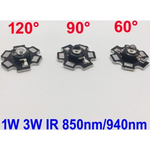 5-50pcs 3W Infrared IR High Power LEDs Emitter CCTV Camera IR Diode for Security Black LEDs 850nm 940nm 60°/90°/120° 3W 700mA