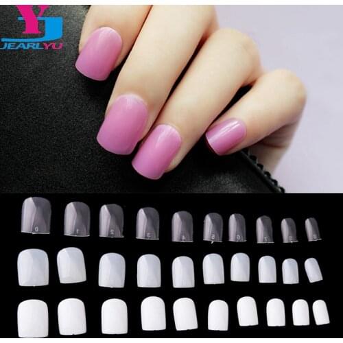 600pcs False Nails Short Square Head Fake Nails Classic Nude Nature White Clear Coffin Full Cover Nails Art Tips Flat Unha