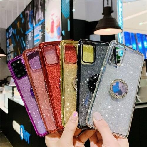 Glitter Bling Soft For Samsung S20FE Note20 Ultra A21S A31 S20 Plus M51 M31 Slim Capa With Rotating Ring for A51 A71 A01 A11 A81