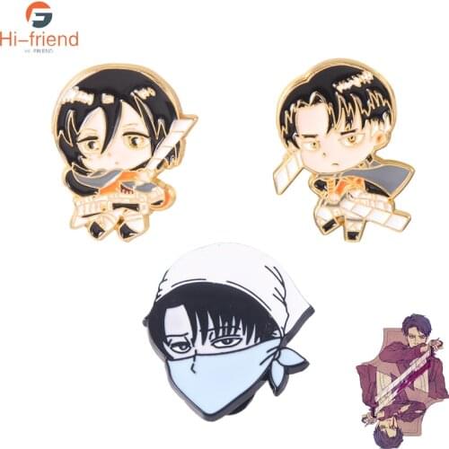 Attack On Titan Brooch Pin Cosplay Shingeki No Kyojin Levi Ackerman Mikasa Ackerman Cute Pin For Fans Bag Hat Decoration Jewelry