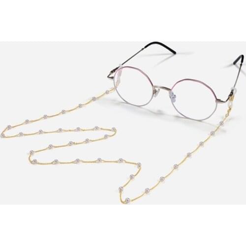 Fashion Womens Gold Silver Color Eyeglass Chains Sunglasses Necklace Pearl beads Glasses Chain Eyewears Cord Holder neck strap