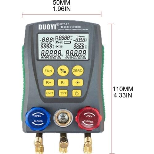 896B Refrigeration Digital Manifold Gauge Pressure Temperature Electronic Manometer Gauge Tester DY517 Car Air Conditioner