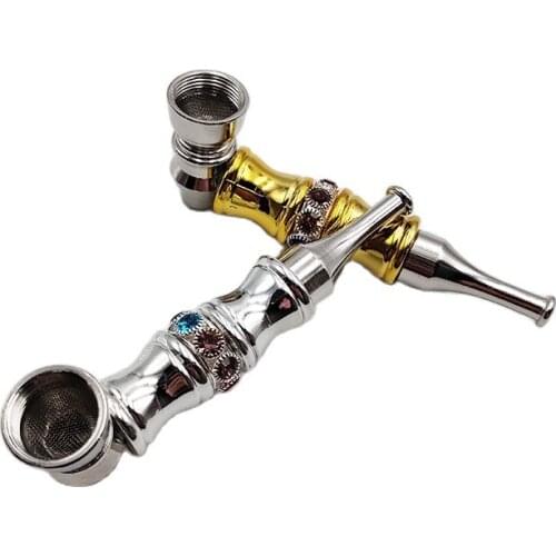 European Retro Metal Pipe Smoking Grass Filter With Mesh 95MM Sent Random Mini Tobacco Pipe Collection Tool Weed Accessories