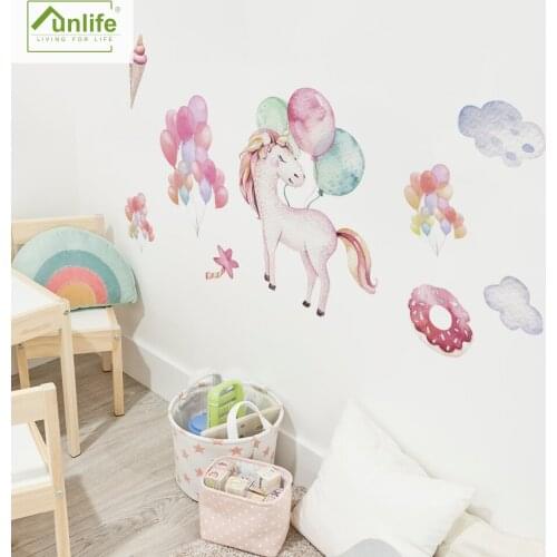 Funlife® Party of Unicorn DIY Wall Stickers Easy to Clean Wallpaper Peel and Stick Wall Decals Self-Adhesive PVC Home Decorative