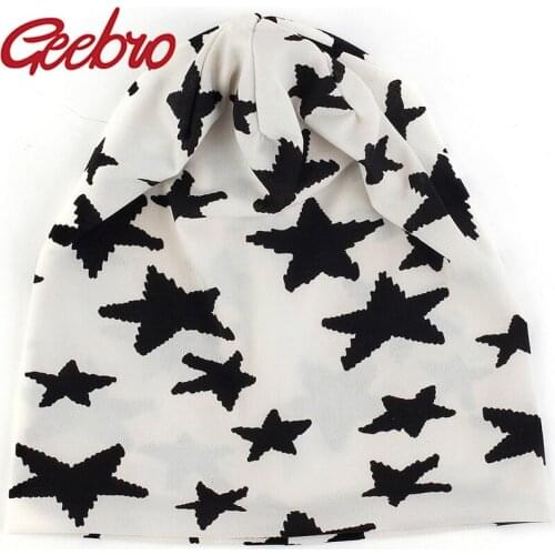 Geebro Women Star Slouch Vintage Beanies Hats For Ladies Men Casual Printing Skullies Hat Caps Femme Spring Gorros Warm