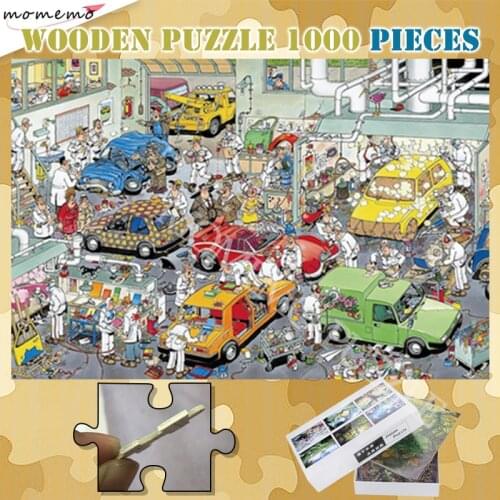 Interesting Wooden Puzzles Toys 300 500 1000 Jigsaw Puzzle for Adults Motor Madness Funny Cartoon Painting Puzzle Games for Kids