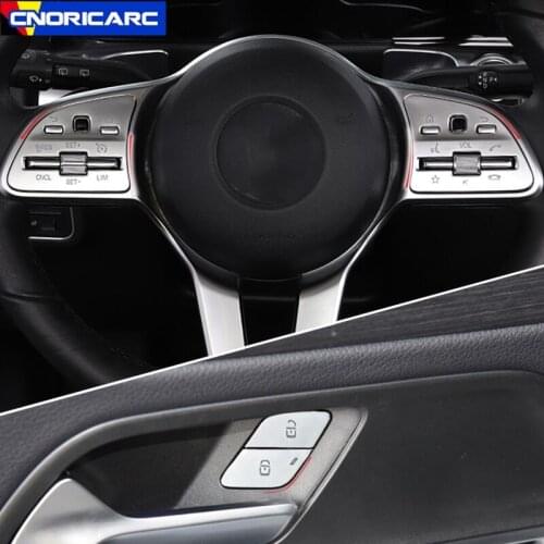 Car Door Unlock Button Cover Trim For Mercedes Benz W167 X167 X247 X253 W177 W247 W205 W213 Steering Wheel Interior Accessories