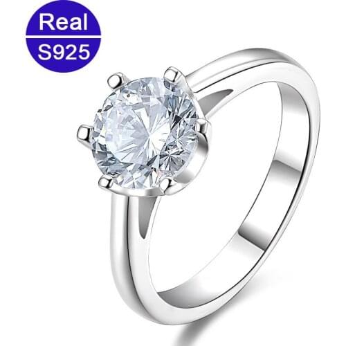 Red Trees Brand Fine Jewelry Fashion Classic Genuine 925 Sterling Silver 1.5 ct Solitaire Engagement Rings For Women Size 5-8