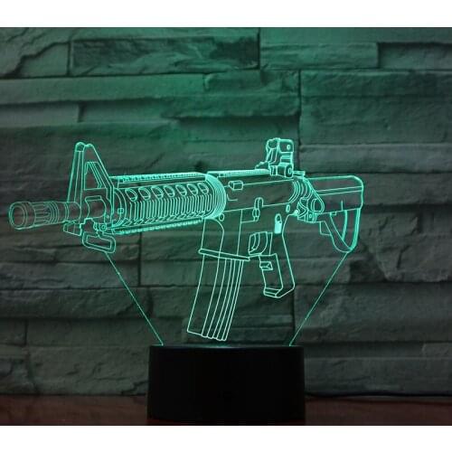 Cool 3D Lamp Bedside Night Light LED Gun Nightlight Touch Sensor Boys Friends Gift Color Changing Room Party Club Decoration