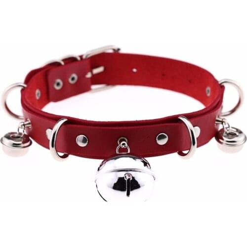 Trendy Punk Leather Choker Necklace Multilayer Bells Metal Chocker Collar Necklace Handmade Boho Gothic Costume Jewelry