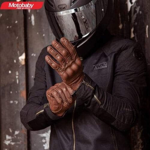 Motorcycle Gloves Breathable Full Finger Touch Screen Genuine Goatskin Motorbike Riding Gloves Anti-Fall Protective Gear S-XXL