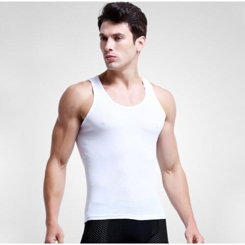 Mens Cotton Solid Seamless Underwear Mens Sleeveless Tank Vest Good Quality Undershirt Mens Undershirts Plus Size 3XL