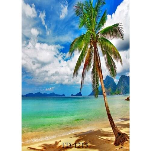 Sky Beach Palm Photographic Background For Photo Shoot Props Wedding Kids Baby Vinyl Cloth Printed Photo Backdrop Photo Studio