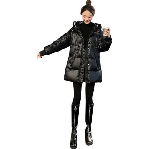 2022 New Winter Korean Cotton Padded Jacket Women Full Sleeve Thicken Hooded Coats Women Solid Warm Bright Outwear Female LD2483