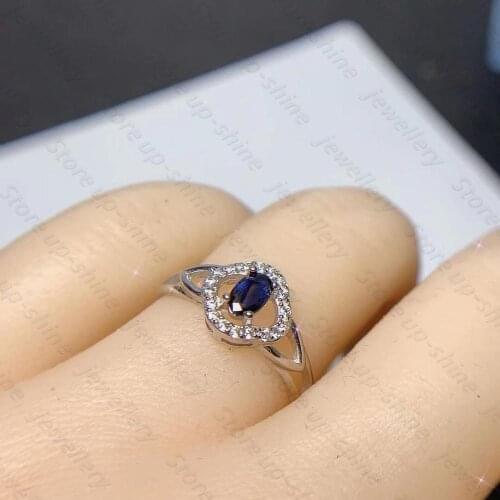 New luxurious atmosphere womens 925 silver pure natural sapphire ring engagement party gift jewelry