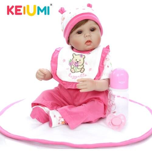 KEIUMI Wholesale 17'' Reborn Boneca Menina Soft Silicone Reborn Baby Doll Toy For Girl Childrens Day Gift Stuffed Doll Playmate