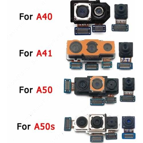 Original Front Back Camera For Samsung Galaxy A41 A50 A50s A40 Rear Backside Frontal Camera Module Flex Replacement Spare Parts