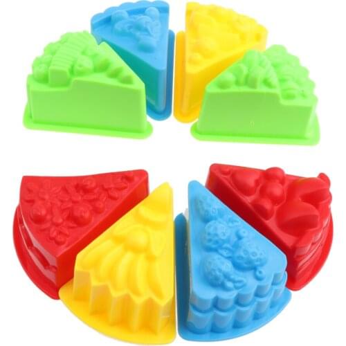 Plastic Colorful Cake Bakery Sand Beach Toy (8 Pcs) Children Sand Molds Beach Toy Play Sand Gift for Kids
