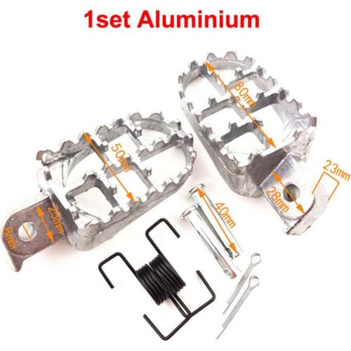 1 Pair Motorcycle Motocross Dirt Bike Footrest Pedals Foot Pegs Silver Aluminium Motorcycle Foot Pedals