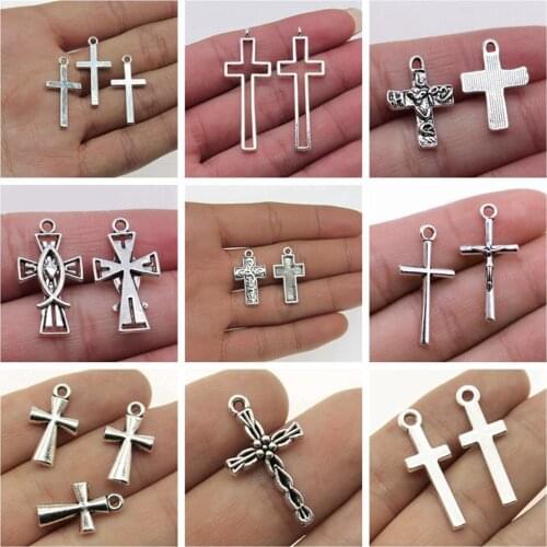 High Quality 12pcs Religion Cross Charm Pendants For Bracelet Necklace Jewelry Accessories Diy Jewelry Making