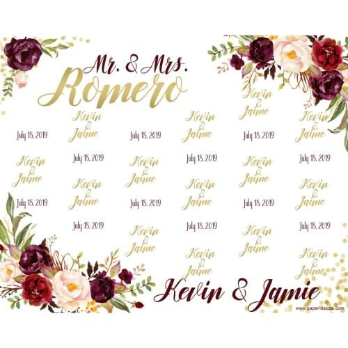 Custom Marsala Floral Flower Leaves Polka Dot backgrounds High quality Computer print party backdrops