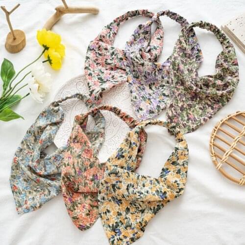 New Fashion Headscarf Floral Baotou All-match Fabric Triangle Scarf Headband Series for Women Girls Hair Accessories Headwear