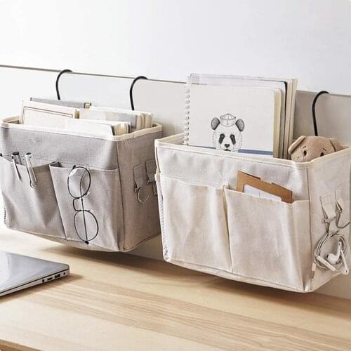 Bedside Hanging Storage Organizer Bedside Caddy With Metal Hooks Bunk Bed Storage Pocket For Books Phones Tablets Tv Remote